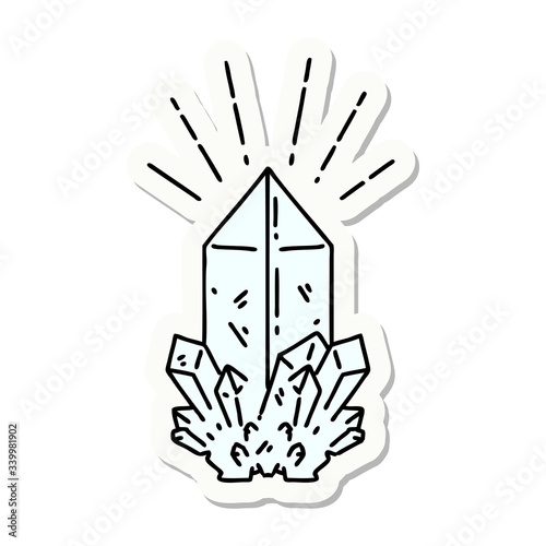 sticker of tattoo style quartz crystal
