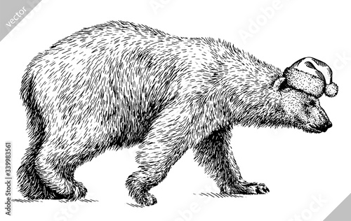 black and white engrave isolated bear illustration