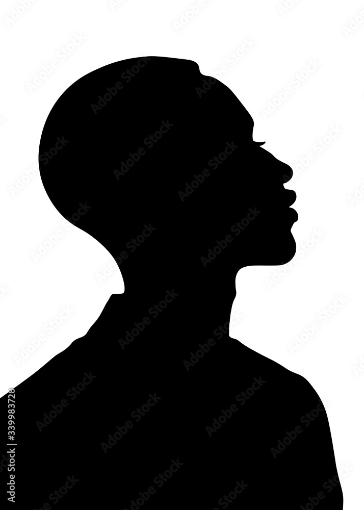 black woman,black  man, woman profile picture, silhouette. Of the page	