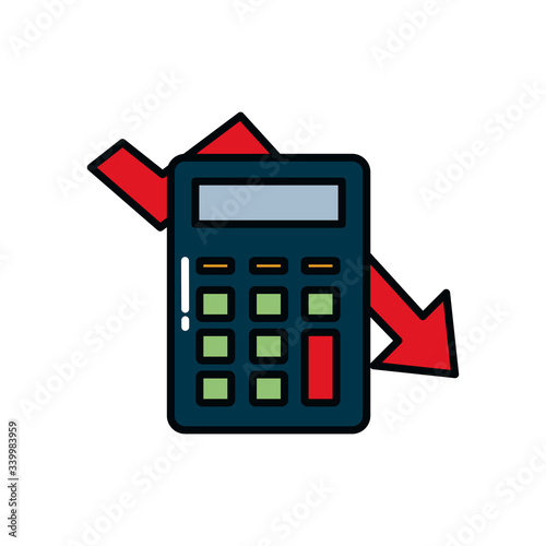 calculator and financial arrows icon, line and fill style