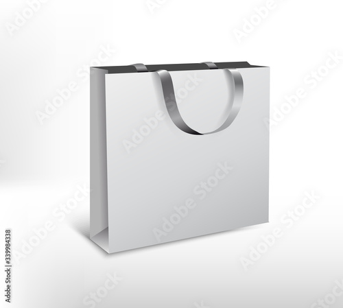 shopping white paper bags pack white background
