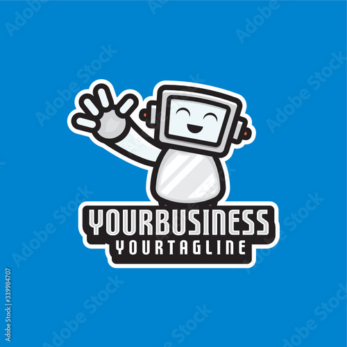 Simple minimalist robot eSport vector logo design template