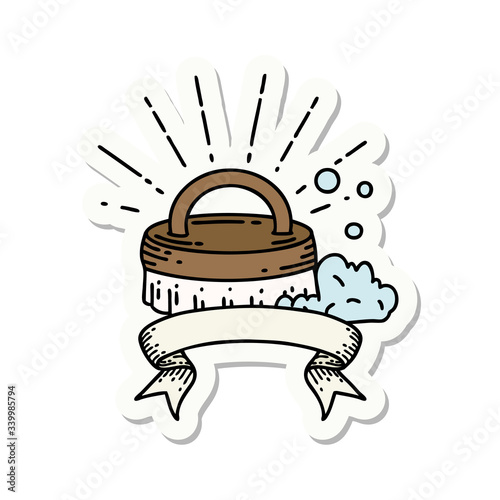 sticker of tattoo style scrubbing brush