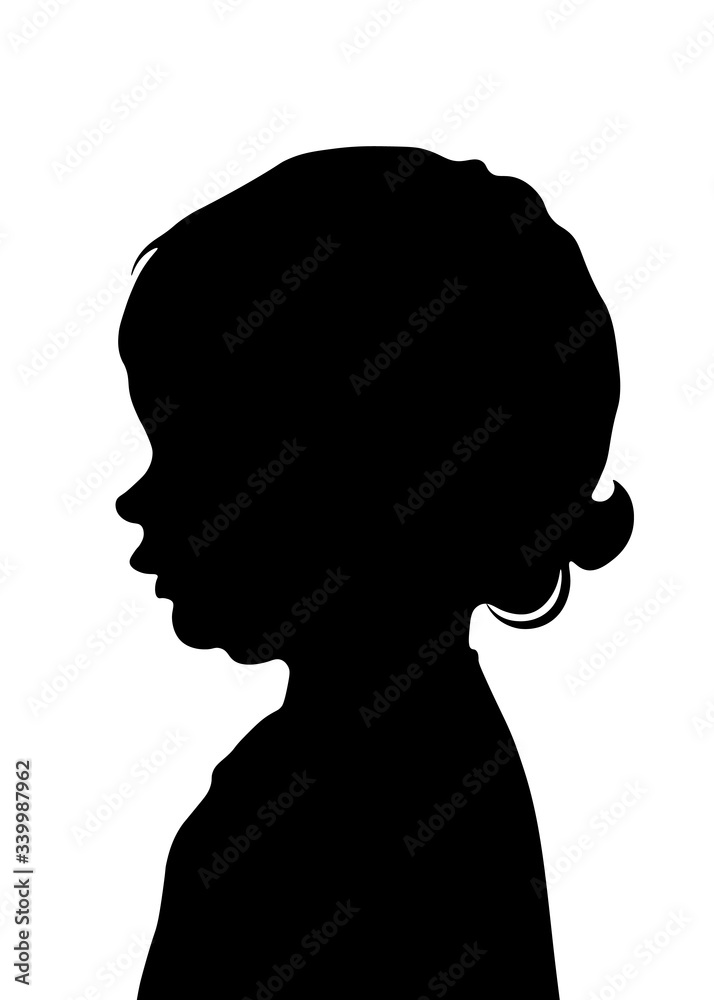 child, male profile picture, silhouette. Of the page	boy, girl