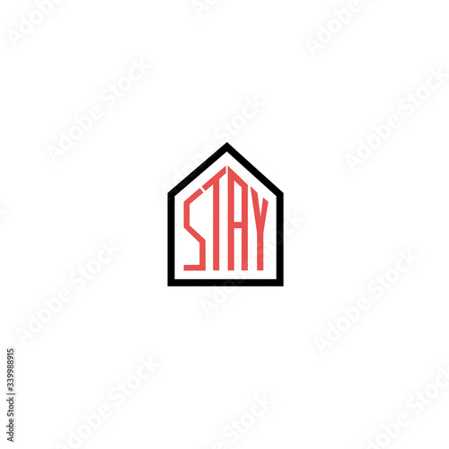 Stay home, self isolation logo, security icon, help the whole world defeat coronavirus. Vector illustration
