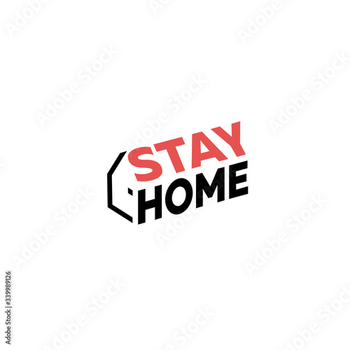 Stay home, self isolation logo, security icon, help the whole world defeat coronavirus. Vector illustration