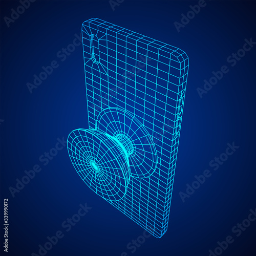 Smarthone Cellphone Pop Socket Holder. Wireframe low poly mesh vector illustration.