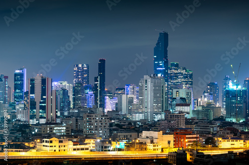 Bangkok Thailand, City of Night Buildings, Landscapes © yongyutp