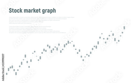 Stock market graph or forex trading chart for business and financial concepts, reports and investment on grey background