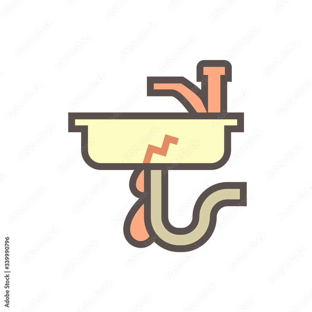 Water leak and repair work vector icon design for home problem graphic design element, editable stroke. Water leak and repair work vector icon design for home problem graphic design element, editable stroke.
