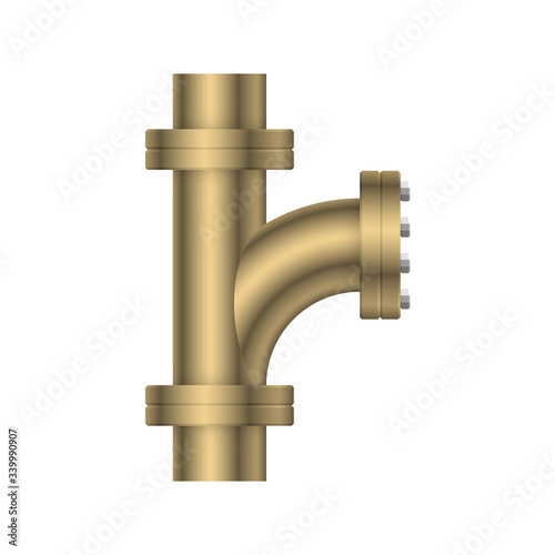 Pipe vector icon. Made from steel or metal connection by flange fitting fixing by screw and bolt. Part for pipeline construction to transport oil and gas in industry, water in plumbing and irrigation.
