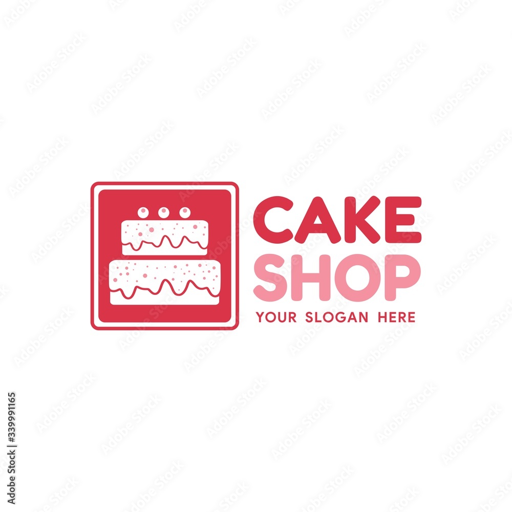 Simple Flat Pink Purple Cake Shop Logo Template Simple Flat Pink Purple Cake Shop Logo Template