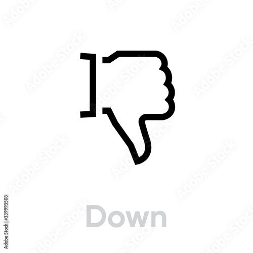 Down icon. Editable Line Vector.