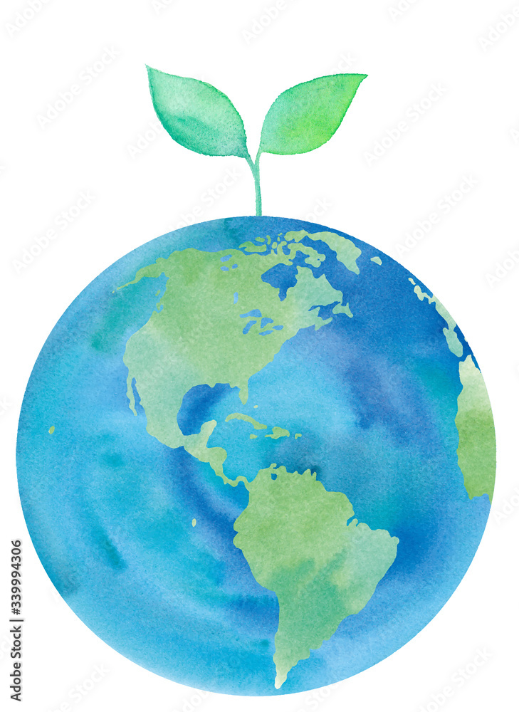 地球エコイメージ アメリカ大陸 太平洋 大西洋 アメリカ カナダ ブラジル ペルー 水彩イラストのトレースベクター Stock Vector Adobe Stock