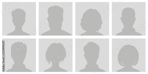 Default avatar profile icon. Gray placeholder Man and woman