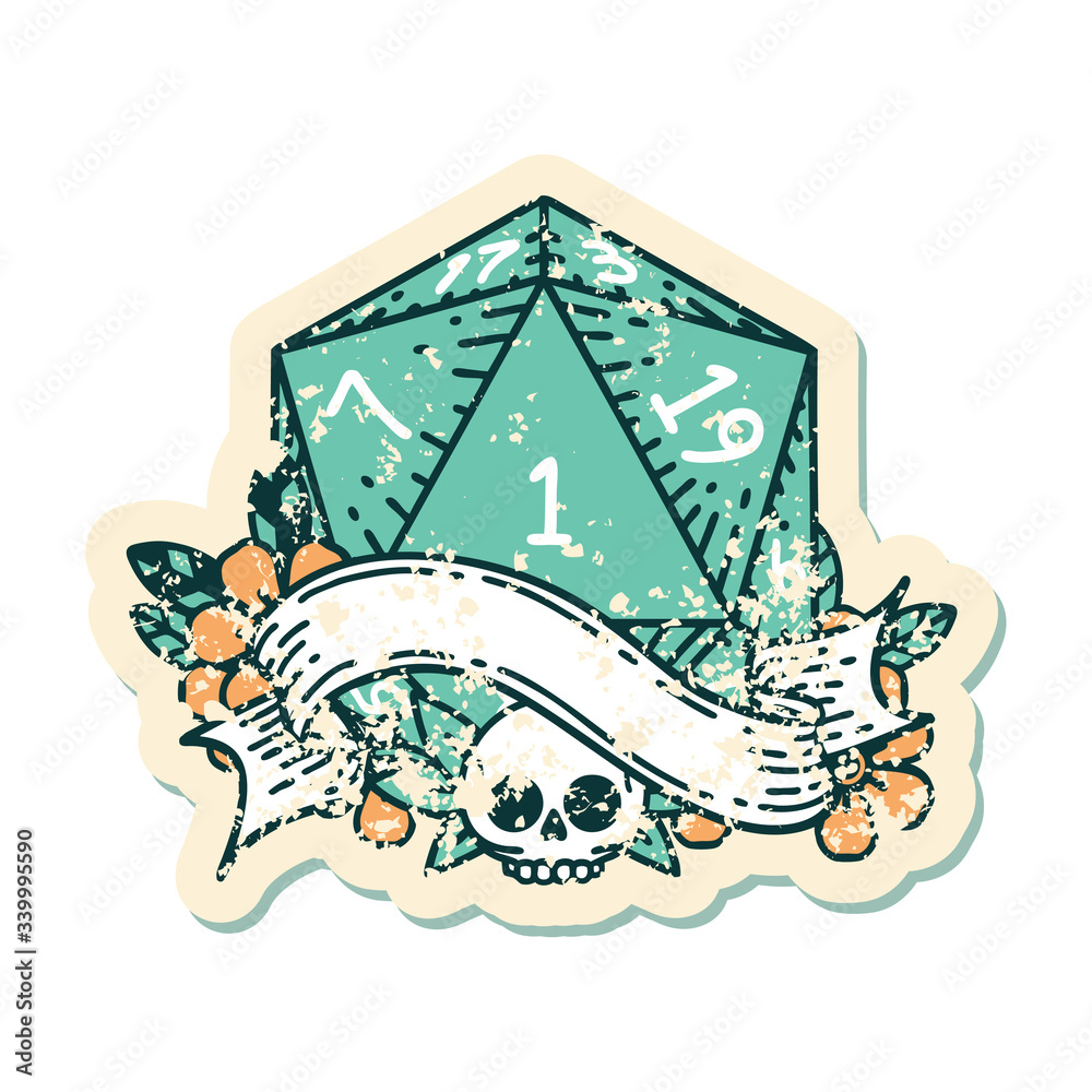 natural one d20 dice roll illustration