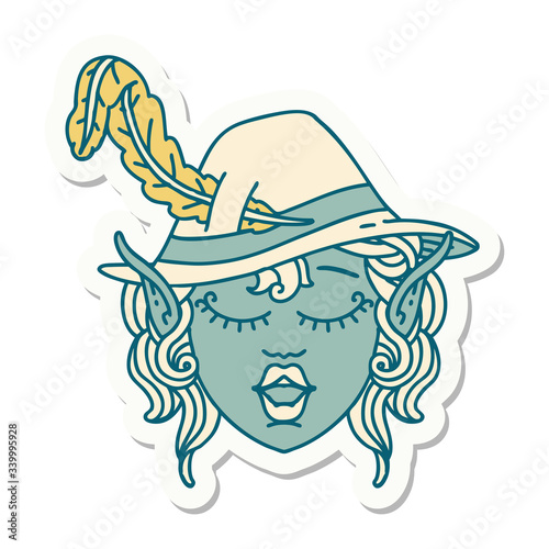 elf bard character face sticker