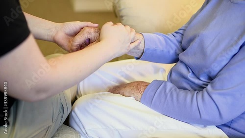 Nursing Home Care Giver Elderly Frail Hands Nurse Grandma Older Senior Citizen Help Caring