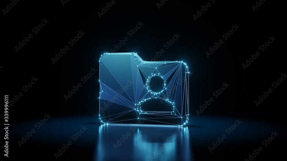 3d rendering wireframe neon glowing symbol of social on black background with reflection 3d rendering wireframe neon glowing symbol of social on black background with reflection