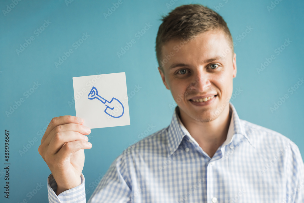 Picture icon in the hand shovel