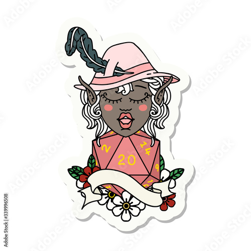 elf bard character with natural twenty sticker