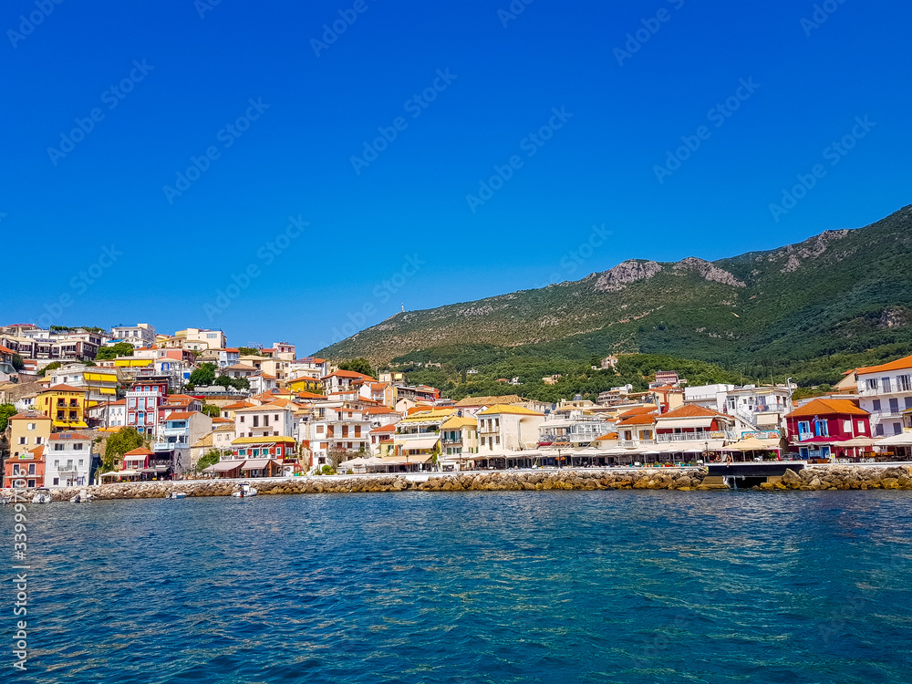 parga city greek summer tourist resort houses colors