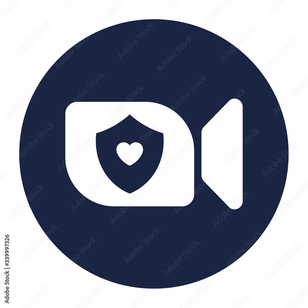 Illustration of the human eye in the shield. Logo for video surveillance systems Illustration of the human eye in the shield. Logo for video surveillance systems