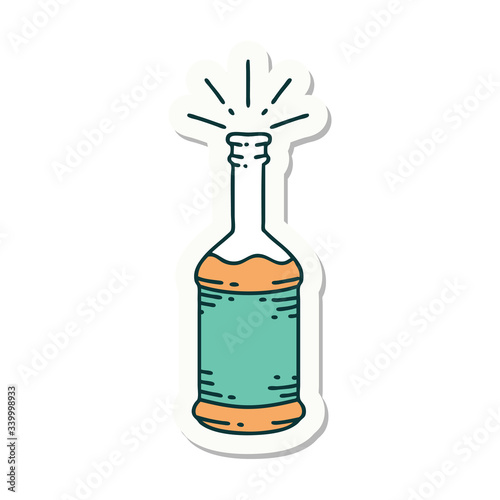 sticker of tattoo style beer bottle