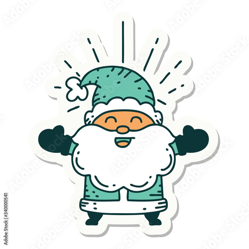 sticker of tattoo style happy santa claus christmas character