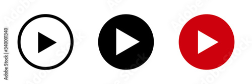 Play buttons. Vector icons isolated on background white.Play button icon set