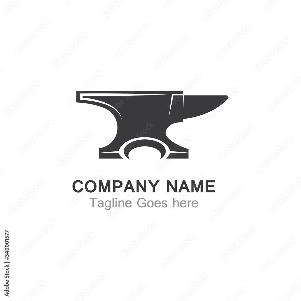 Anvil blacksmith vector logo design template on white Backgound Anvil blacksmith vector logo design template on white Backgound
