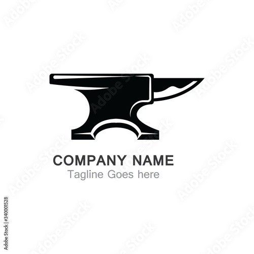 Anvil blacksmith vector logo design template on white Backgound