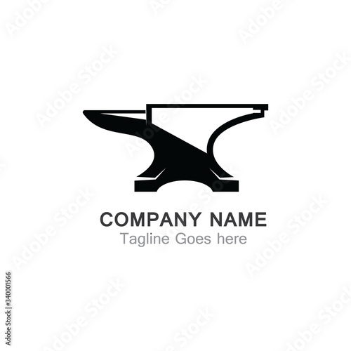 Anvil blacksmith vector logo design template on white Backgound