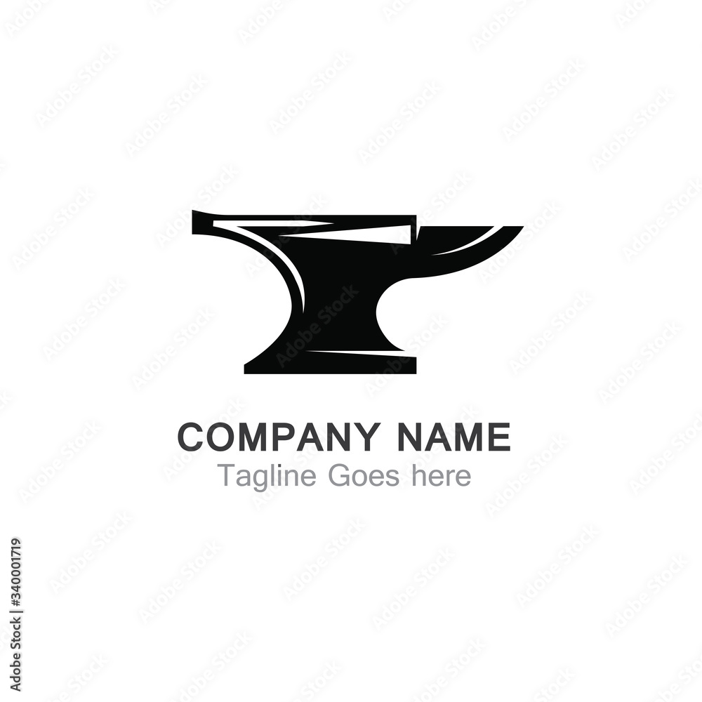 Anvil blacksmith vector logo design template on white Backgound Anvil blacksmith vector logo design template on white Backgound