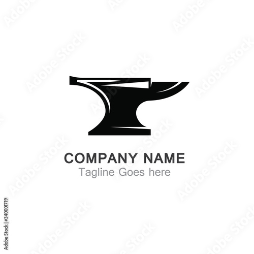 Anvil blacksmith vector logo design template on white Backgound