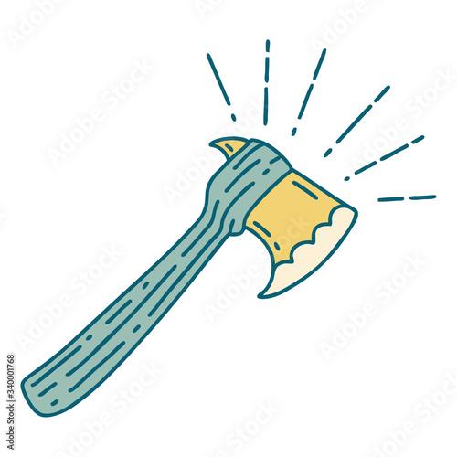 traditional tattoo style hatchet axe