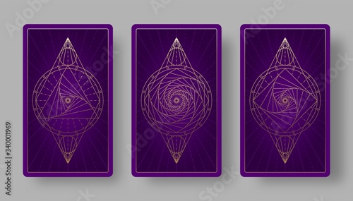 Tarot cards back set with geometric symbols.