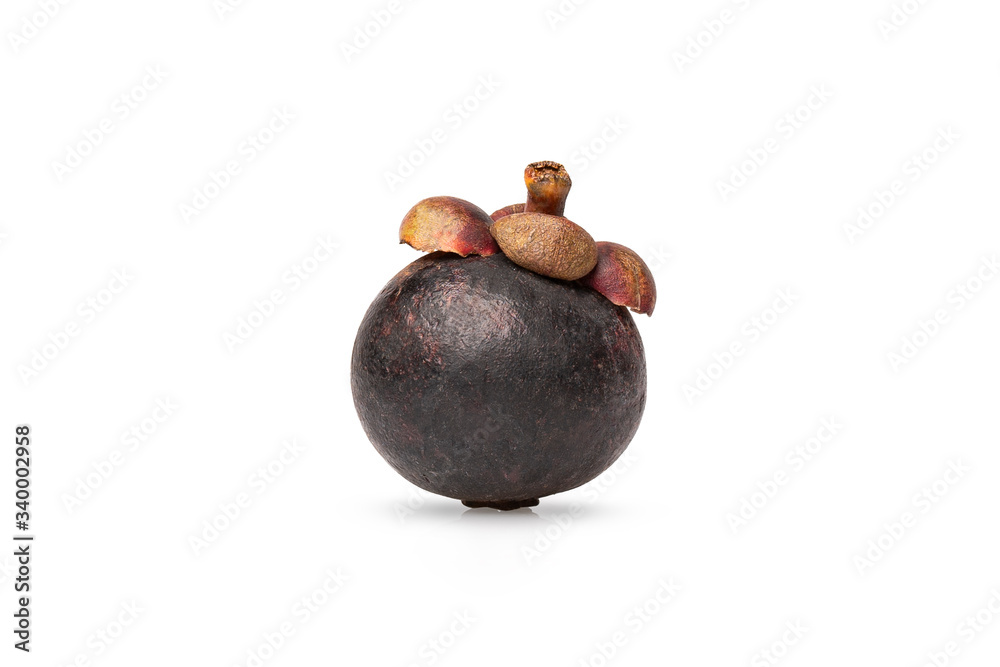 Mangosteen the queen thai fruit isolated on white background with clipping path
