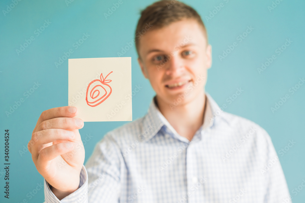 Picture icon abstract strawberry in hand