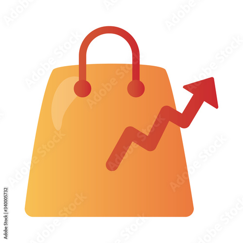 shopping bag with arrow up infographic degradient style