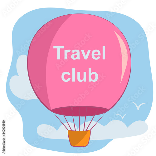 Vector flat style illustration for balloon club travelers