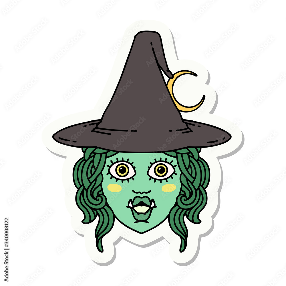 half orc witch character face sticker half orc witch character face sticker