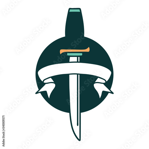 icon with banner of a dagger