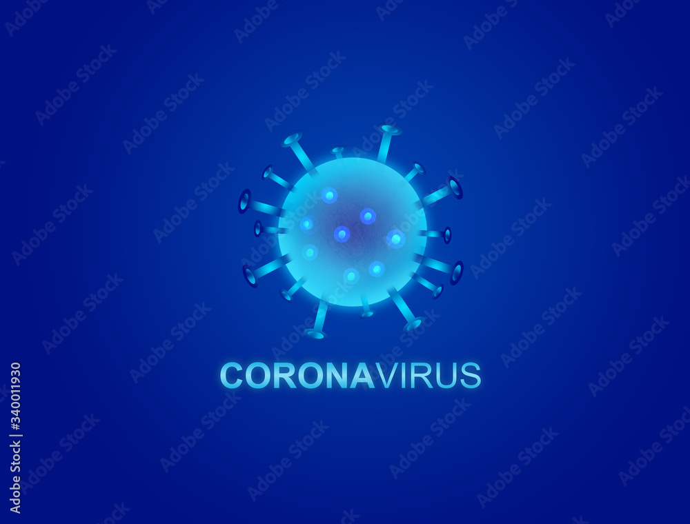 virus, coronavirus covid19 covid-19 on blue background neon, DNA, biological research	