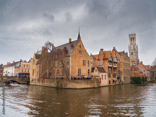 typical houses with a canal in Bruges