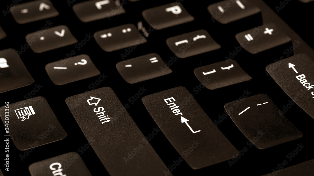 Close up of Keyboard of black laptop.enter. Close up of Keyboard of black laptop.enter.
