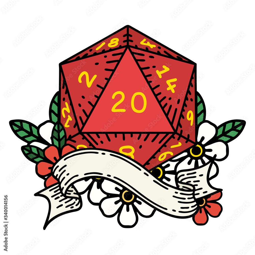 natural twenty D20 dice roll illustration