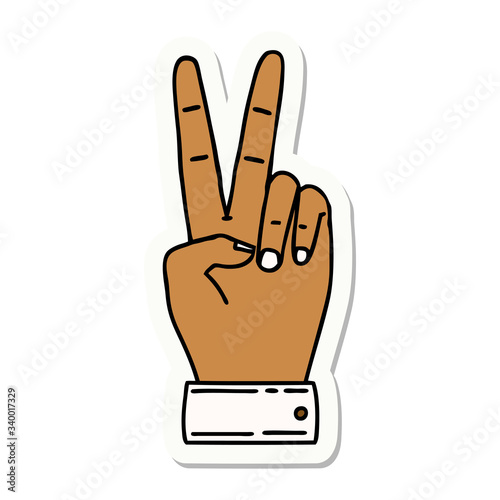 peace symbol two finger hand gesture sticker