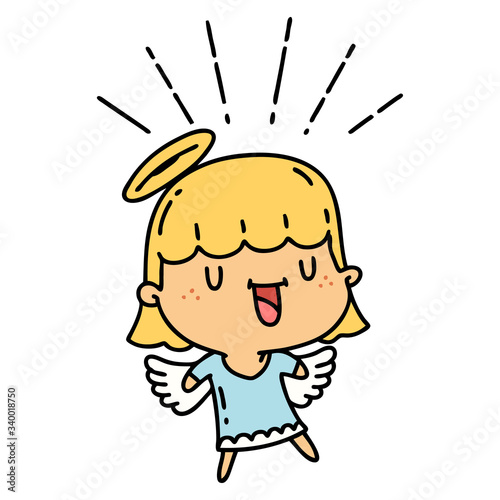 traditional tattoo style singing angel