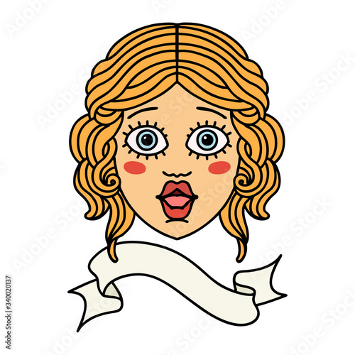 tattoo with banner of female face